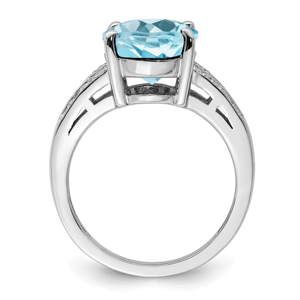 Sterling Silver Rhodium Sky Blue Topaz u0026 Diamond Ring