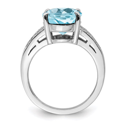 Sterling Silver Rhodium Sky Blue Topaz u0026 Diamond Ring