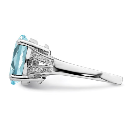 Sterling Silver Rhodium Sky Blue Topaz u0026 Diamond Ring