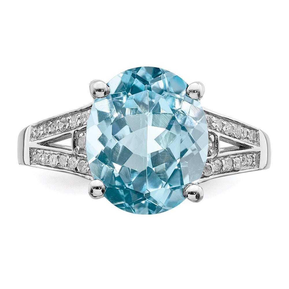 Sterling Silver Rhodium Sky Blue Topaz u0026 Diamond Ring