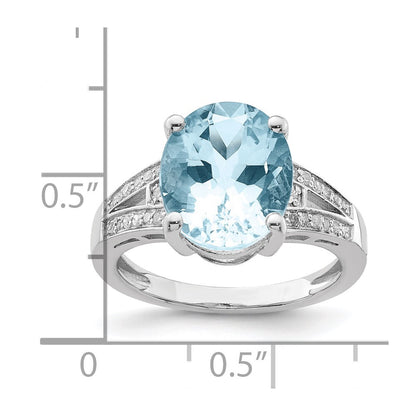 Sterling Silver Rhodium Sky Blue Topaz u0026 Diamond Ring