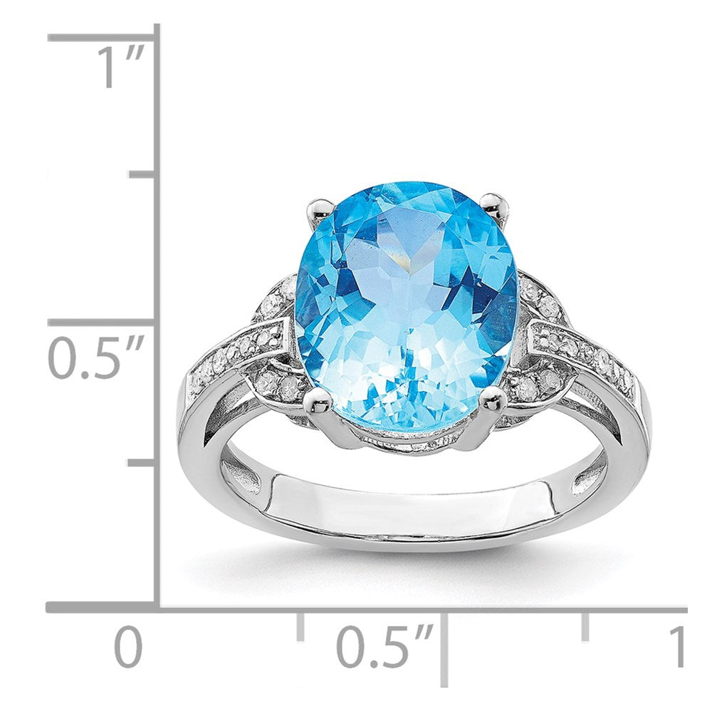 Sterling Silver Rhodium Swiss Blue Topaz u0026 Diamond Ring