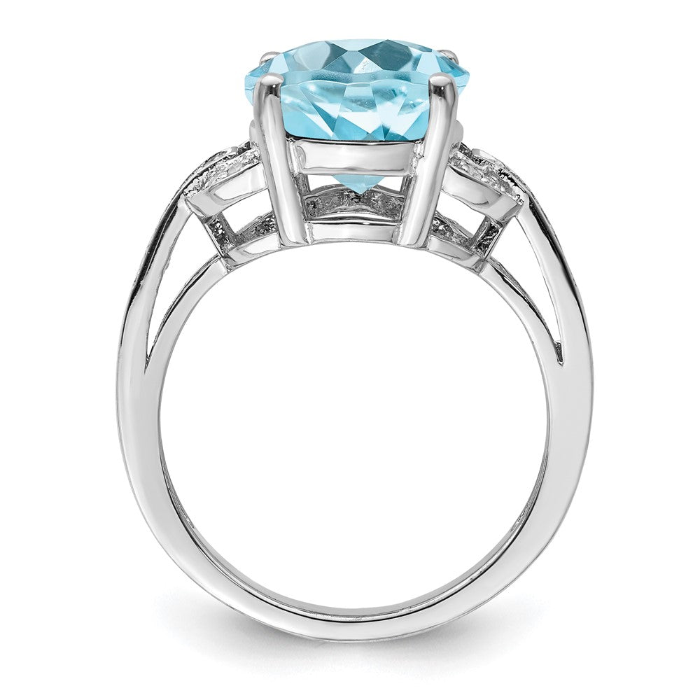 Sterling Silver Rhodium Sky Blue Topaz u0026 Diamond Ring