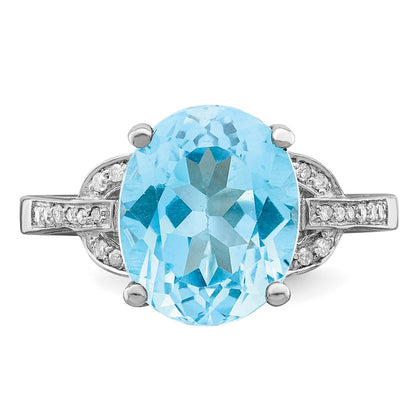 Sterling Silver Rhodium Sky Blue Topaz u0026 Diamond Ring