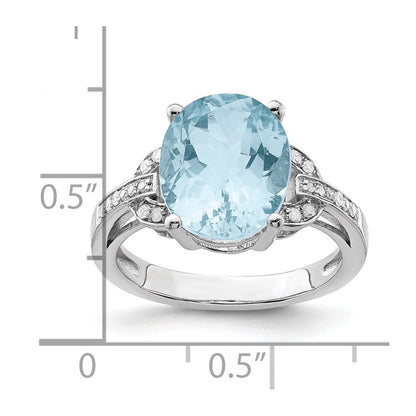 Sterling Silver Rhodium Sky Blue Topaz u0026 Diamond Ring