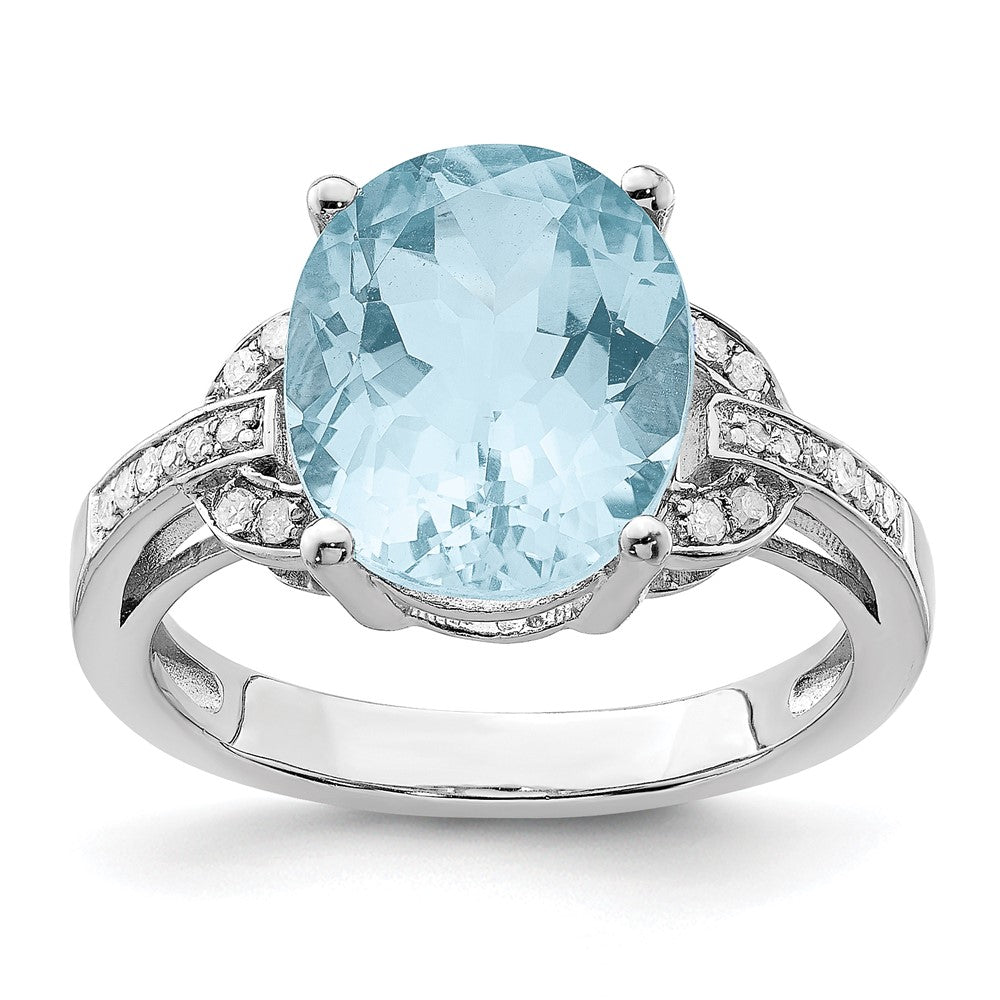 Sterling Silver Rhodium Sky Blue Topaz u0026 Diamond Ring