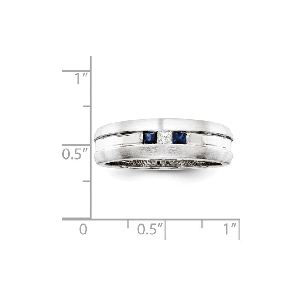 Sterling Silver Belle Amore Diamond u0026 Sapphire Men's Ring