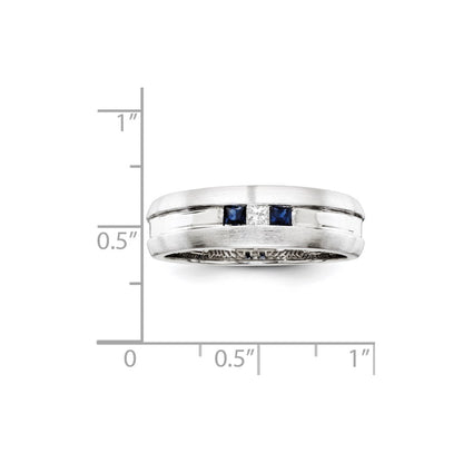 Sterling Silver Belle Amore Diamond u0026 Sapphire Men's Ring