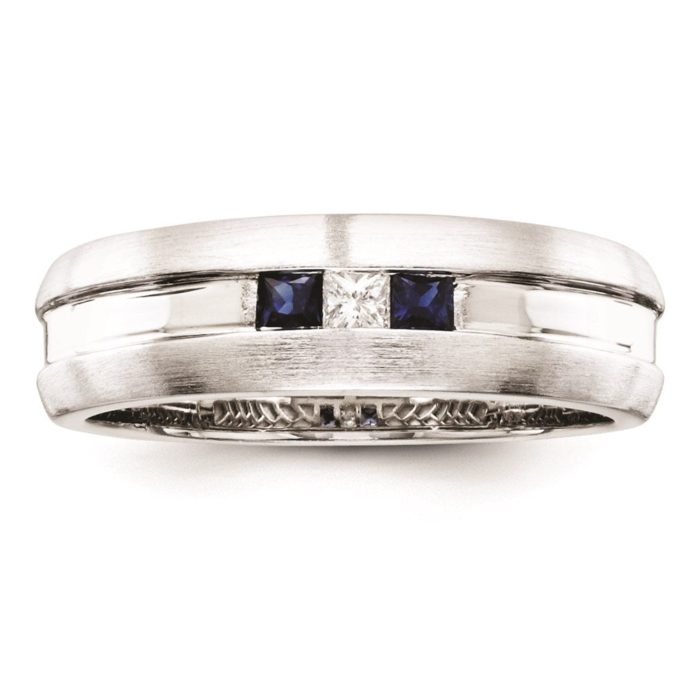 Sterling Silver Belle Amore Diamond u0026 Sapphire Men's Ring