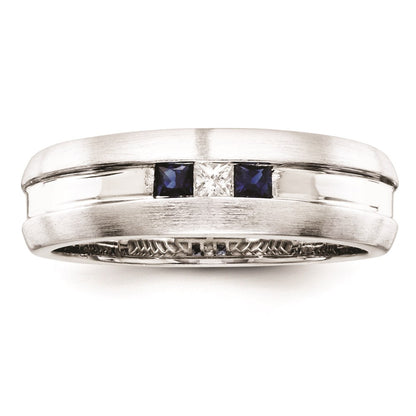 Sterling Silver Belle Amore Diamond u0026 Sapphire Men's Ring