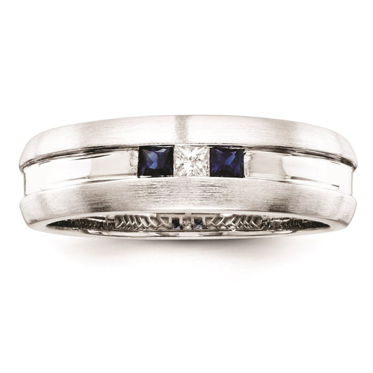 Sterling Silver Belle Amore Diamond u0026 Sapphire Men's Ring