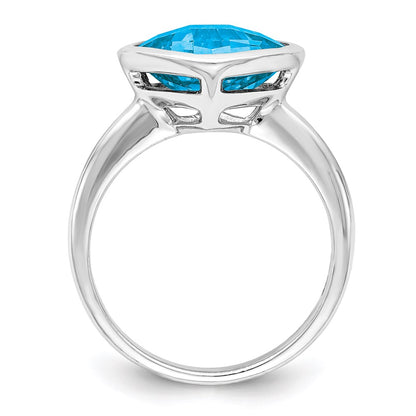Sterling Silver Rhodium Blue Topaz Ring