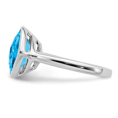 Sterling Silver Rhodium Blue Topaz Ring