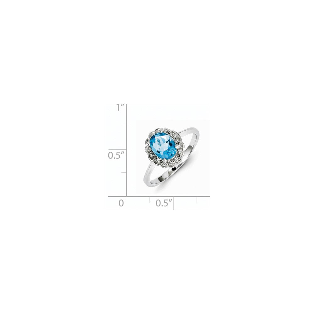 Sterling Silver Rhodium Plated Diamond u0026 Light Swiss Blue Topaz Ring