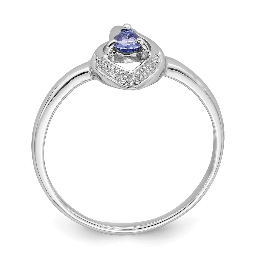 Sterling Silver Rhodium Plated Diamond and Tanzanite Ring