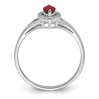 Sterling Silver Rhodium Plated Diamond u0026 Garnet Marquise Ring