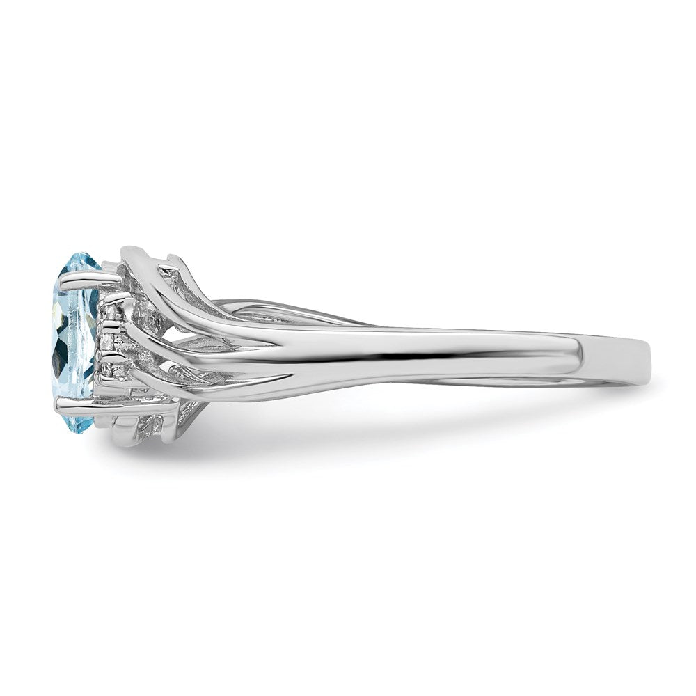 Sterling Silver Rhodium Plated Diamond u0026 Sky Blue Topaz Oval Ring