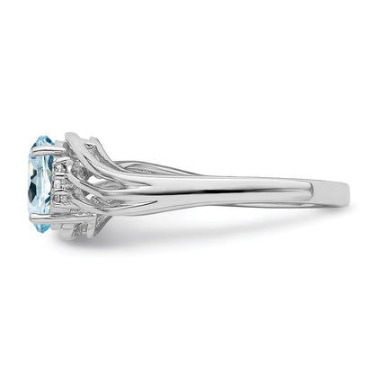 Sterling Silver Rhodium Plated Diamond u0026 Sky Blue Topaz Oval Ring