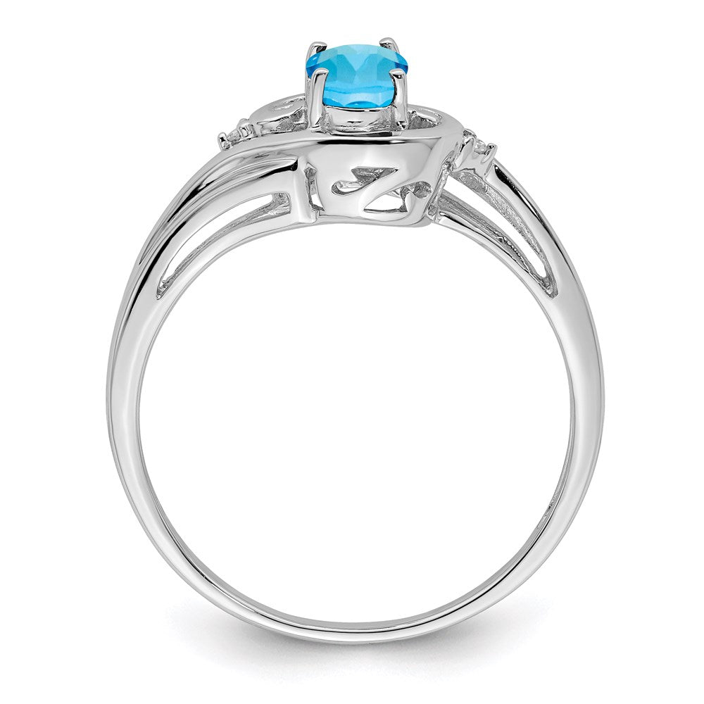 Sterling Silver Rhodium Plated Diamond u0026 Sky Blue Topaz Ring