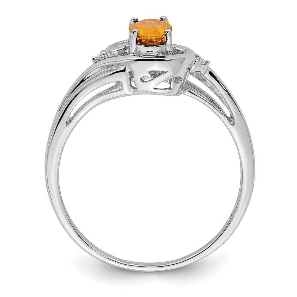 Sterling Silver Rhodium Plated Diamond u0026 Citrine Ring