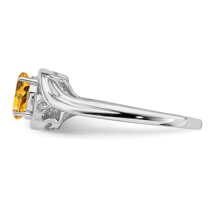 Sterling Silver Rhodium Plated Diamond u0026 Citrine Ring