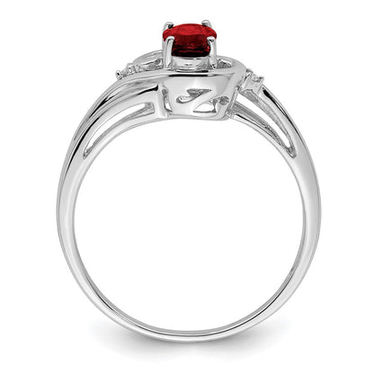 Sterling Silver Rhodium Plated Diamond u0026 Garnet Ring