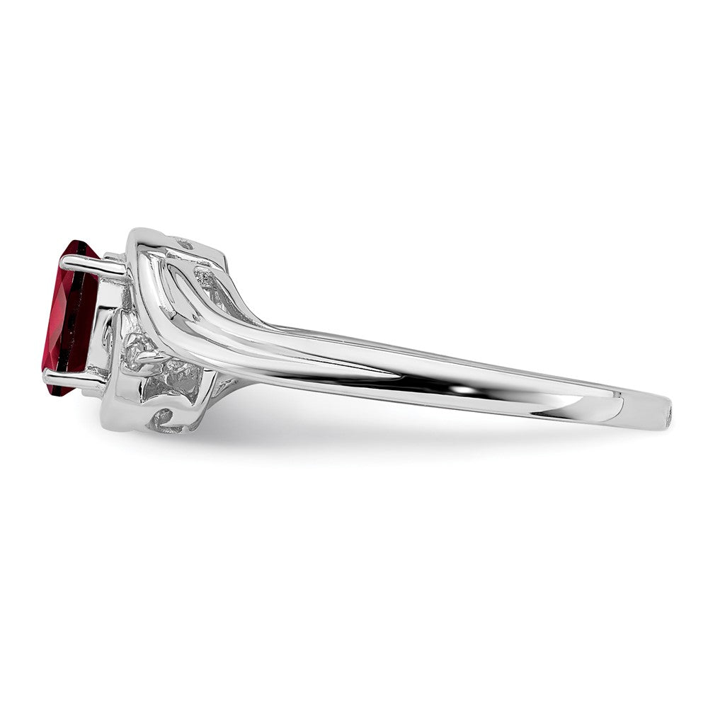 Sterling Silver Rhodium Plated Diamond u0026 Garnet Ring