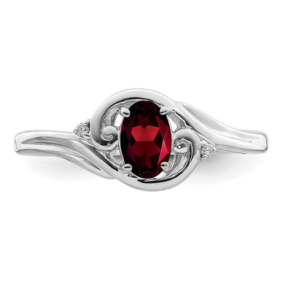 Sterling Silver Rhodium Plated Diamond u0026 Garnet Ring