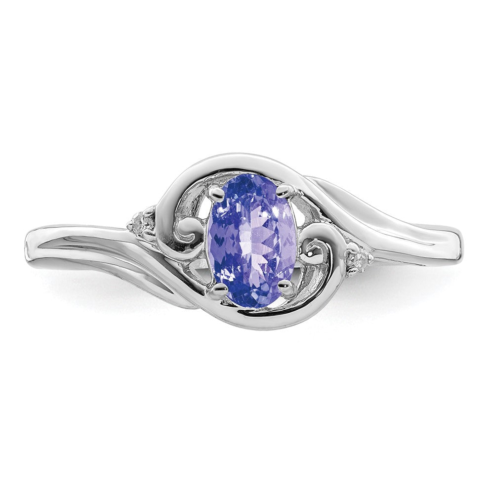 Sterling Silver Rhodium Plated Diamond u0026 Tanzanite Ring