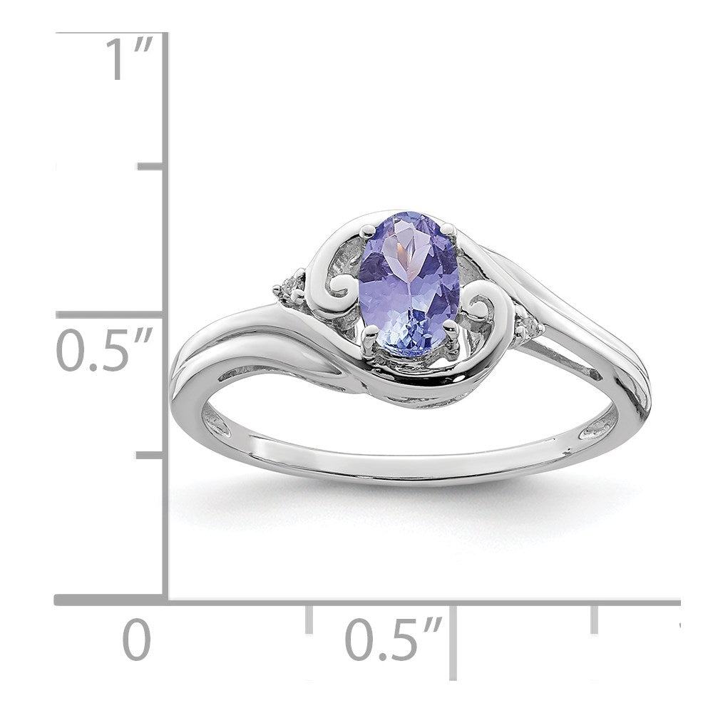 Sterling Silver Rhodium Plated Diamond u0026 Tanzanite Ring