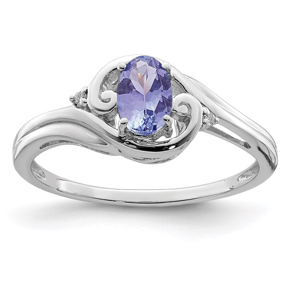 Sterling Silver Rhodium Plated Diamond u0026 Tanzanite Ring