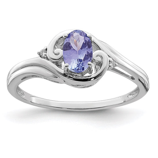 Sterling Silver Rhodium Plated Diamond u0026 Tanzanite Ring