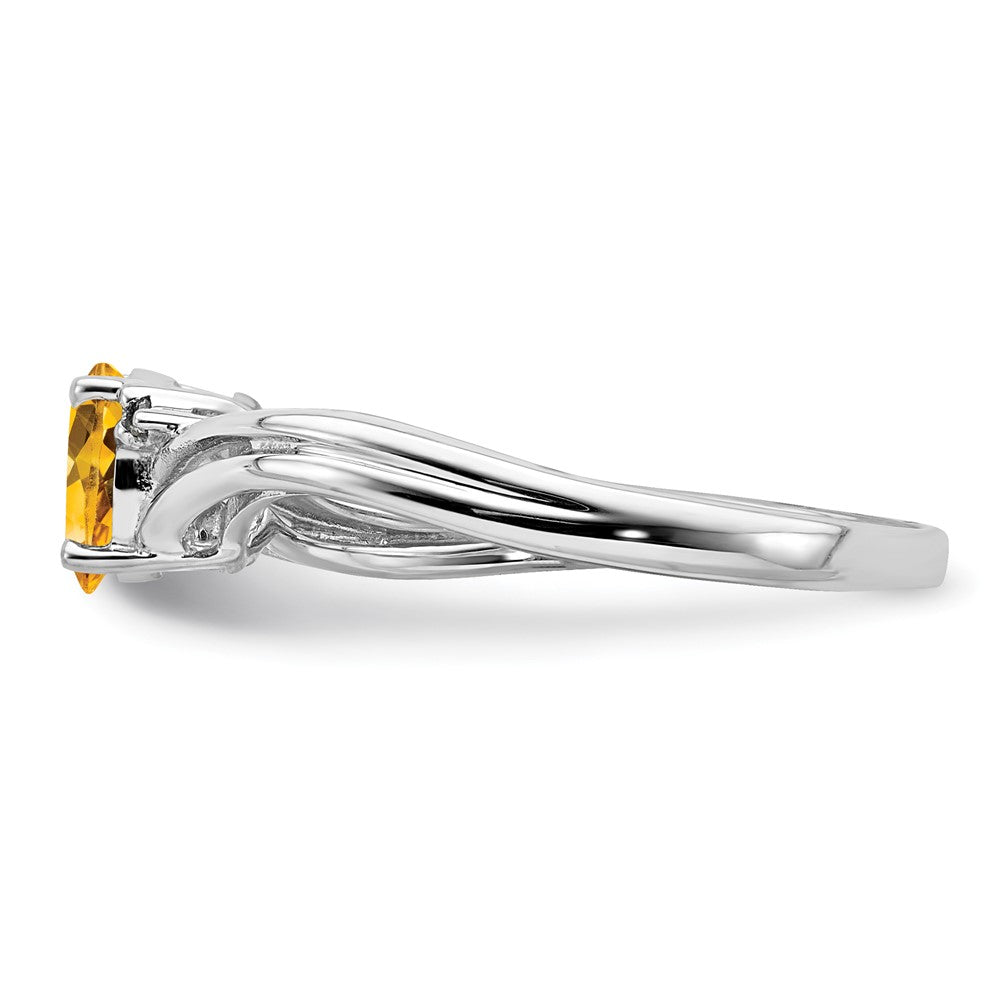 Sterling Silver Rhodium Plated Diamond u0026 Citrine Oval Ring