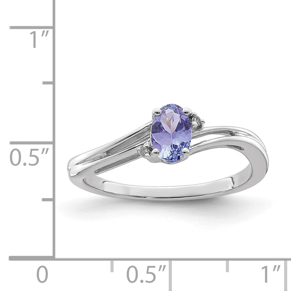 Sterling Silver Rhodium Plated Diamond u0026 Tanzanite Oval Ring