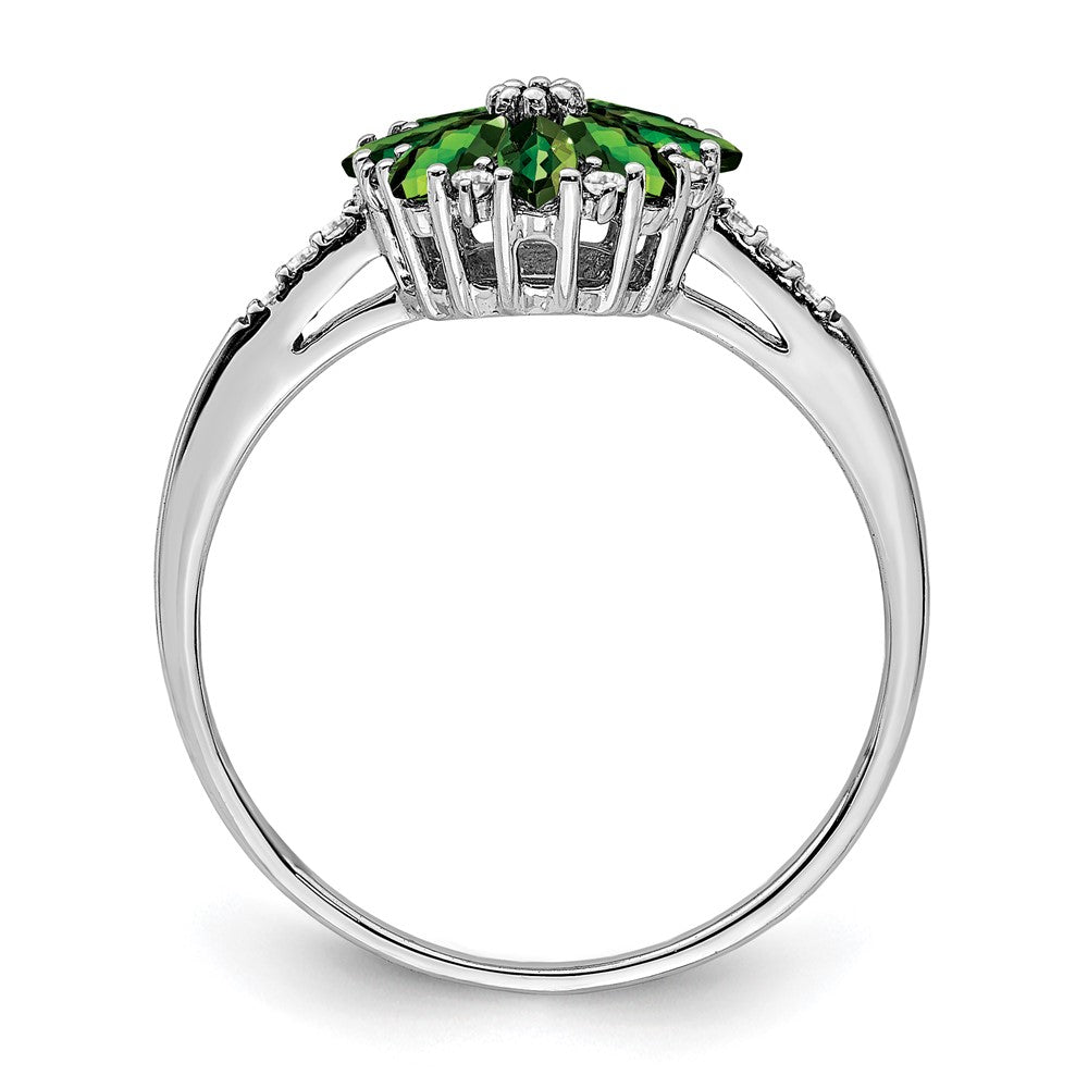 Sterling Silver Rhodium Diamond u0026 Tsavorite Garnet Ring