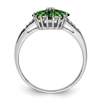 Sterling Silver Rhodium Diamond u0026 Tsavorite Garnet Ring