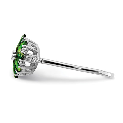 Sterling Silver Rhodium Diamond u0026 Tsavorite Garnet Ring