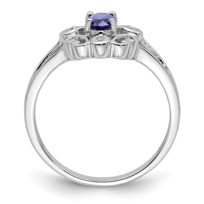 Sterling Silver Rhodium Plated Diamond u0026 Tanzanite Oval Ring