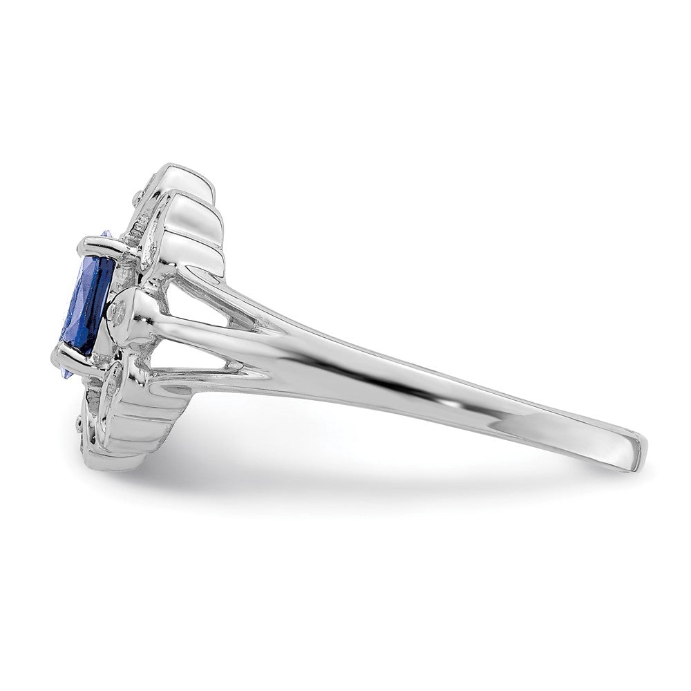 Sterling Silver Rhodium Plated Diamond u0026 Tanzanite Oval Ring