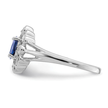 Sterling Silver Rhodium Plated Diamond u0026 Tanzanite Oval Ring