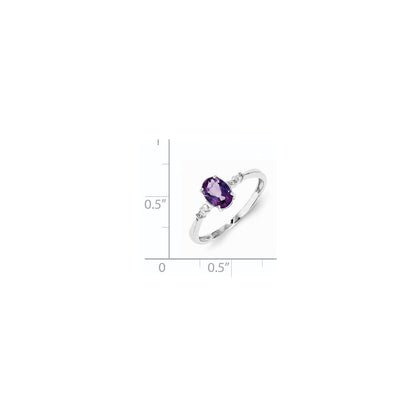 Sterling Silver Rhodium Plated Diamond u0026 Amethyst Oval Ring