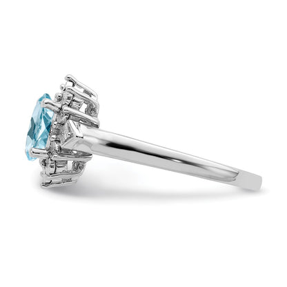 Sterling Silver Rhodium Diamond u0026 Light Blue Topaz Ring