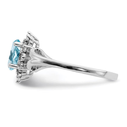 Sterling Silver Rhodium Diamond u0026 Light Blue Topaz Ring
