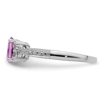Sterling Silver Rhodium-plated Diamond u0026 Amethyst Ring