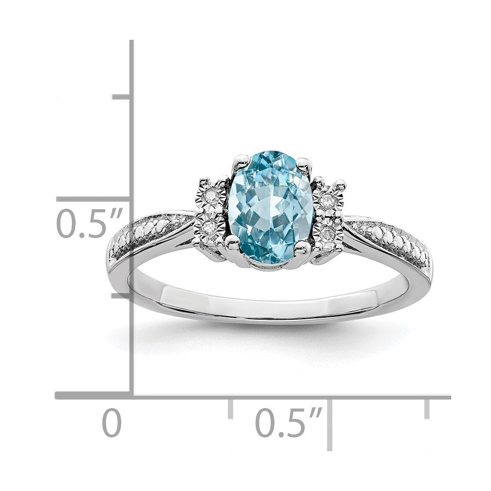 Sterling Silver Rhodium Diamond u0026 Light Blue Topaz Ring
