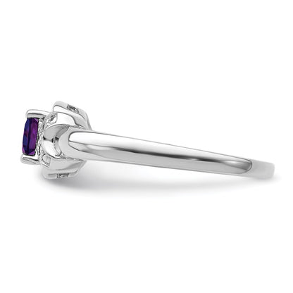 Sterling Silver Rhodium-plated Diamond u0026 Amethyst Ring