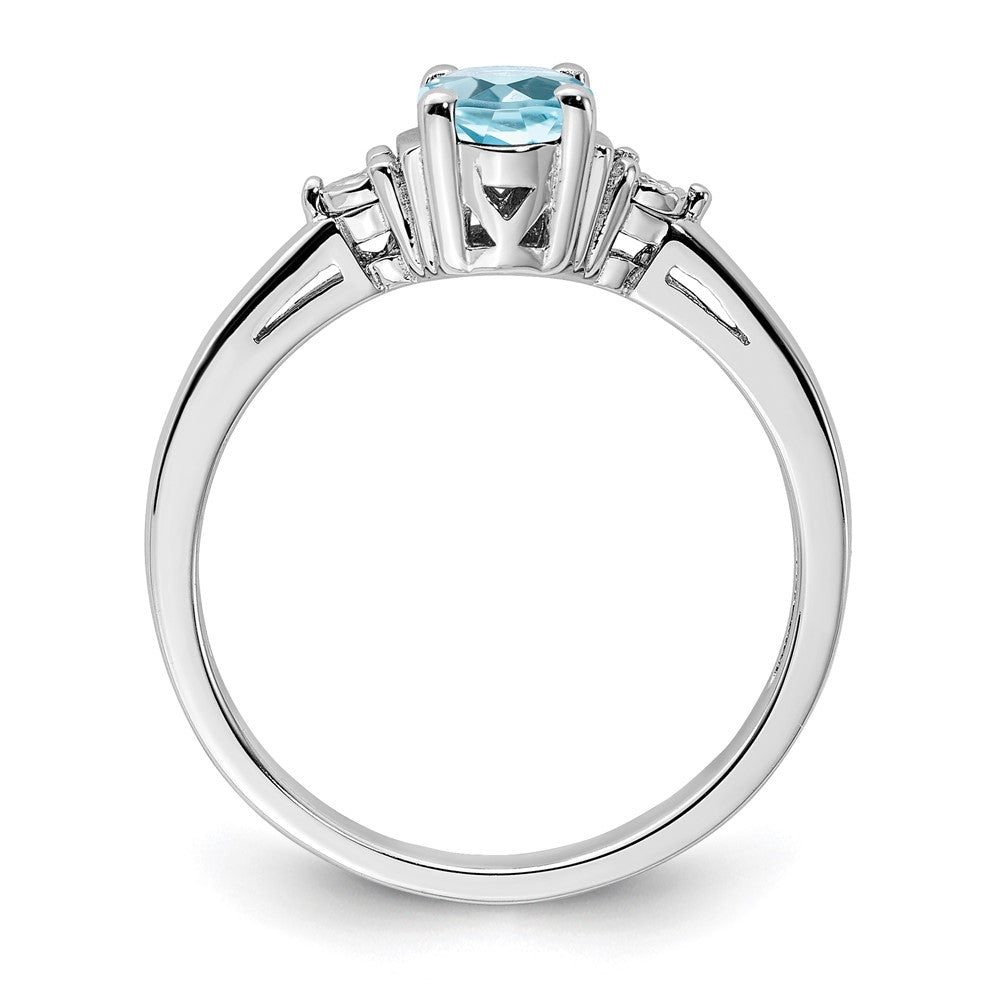 Sterling Silver Rhodium Diamond u0026 Light Blue Topaz Ring