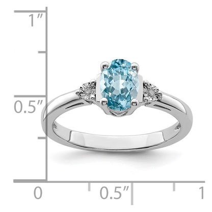 Sterling Silver Rhodium Diamond u0026 Light Blue Topaz Ring