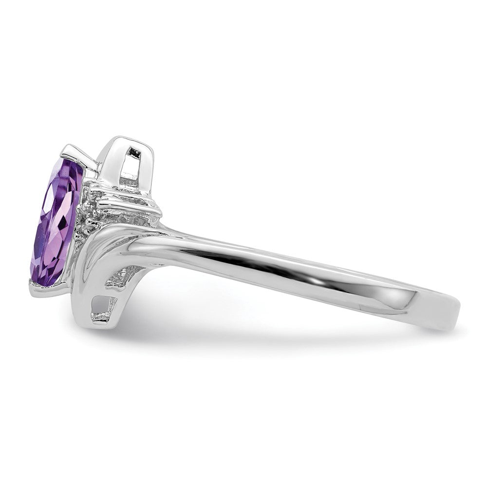 Sterling Silver Rhodium-plated Diamond u0026 Amethyst Ring