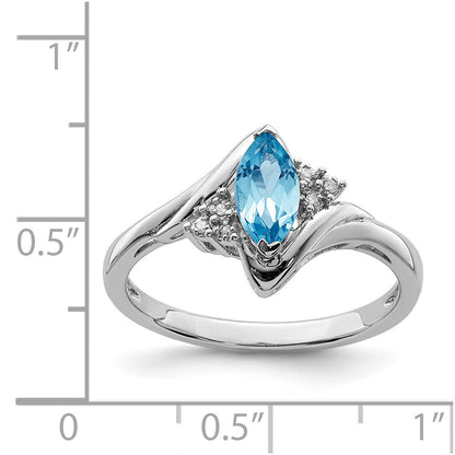 Sterling Silver Rhodium Diamond u0026 Light Blue Topaz Ring